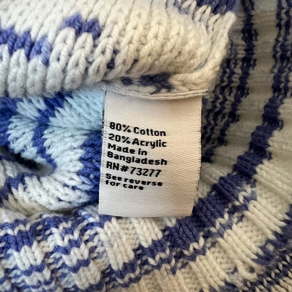 Nine West - Heavyweight Knit Blue & White Funnel Neck Sweater | S NWT - Picture 5 of 9